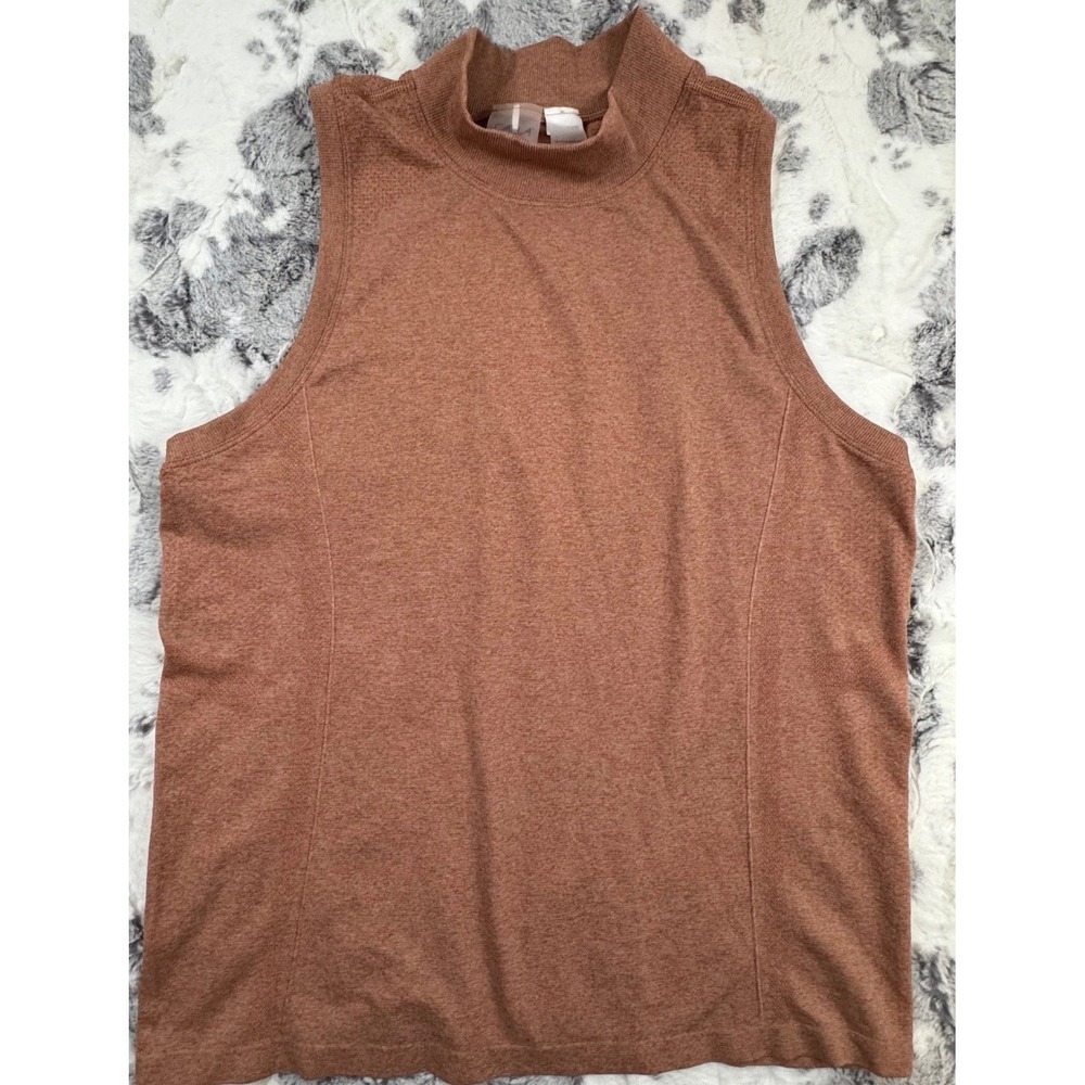 Calia Golf Focus Mock Neck Sleeveless Top Terracotta Heathered Knit Womens Large